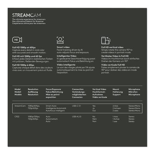 Webkamera til streaming Logitech StreamCam 1080p 60 fps – hvid