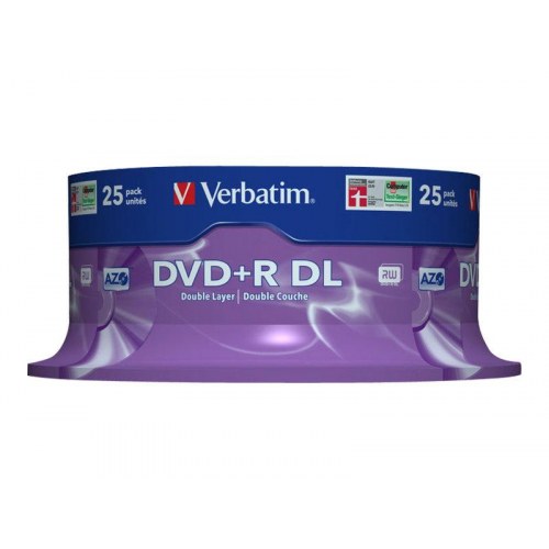 Blank medier Verbatim DVD+R DL 8,5 GB 8x – 25 stk. spindle