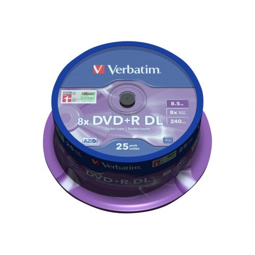 Blank medier Verbatim DVD+R DL 8,5 GB 8x – 25 stk. spindle