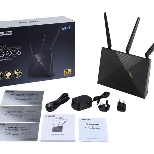 Wi-Fi 6 router ASUS 4G-AX56 – dual-band 4G LTE, AX1800, 4x LAN