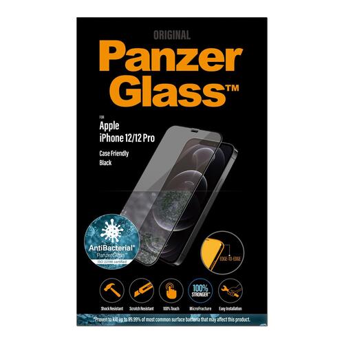 Skærmbeskyttelse glas PanzerGlass til iPhone 12/12 Pro – sort ramme, 6,1"
