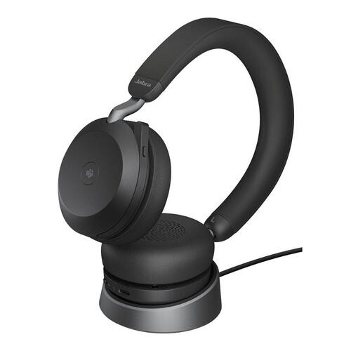 Trådløse høretelefoner Jabra Evolve2 75 med opladningsstander – sort