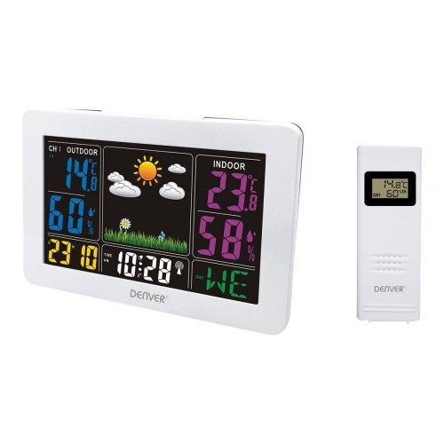 Vejrstation med farvedisplay DENVER WS-540 - indendørs/udendørs, hvid