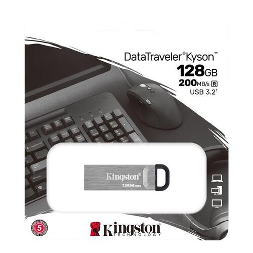 USB stik Kingston DataTraveler Kyson 128 GB USB 3.2 Gen 1 – sølv