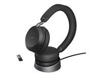 Trådløst headset Jabra Evolve2 75 med opladningsstander – sort