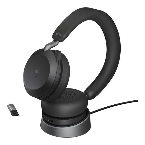 Trådløst headset Jabra Evolve2 75 med opladningsstander – sort