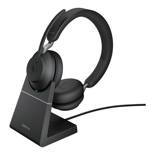 Trådløst headset Jabra Evolve2 65 MS Stereo – sort med opladningsstander