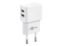 Vægoplader med 2x USB - Goobay 12 W (2,4 A) - hvid billede