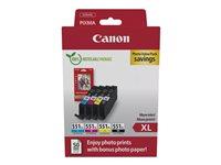 Blækpatroner Canon CLI-551XL Photo Value Pack - sort, cyan, magenta, gul + fotopapir (XL, 11 ml) billede