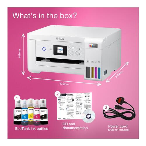 Blækprinter – Epson EcoTank ET-2856 multifunktionsprinter, hvid