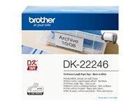 Etiketrulle Brother DK-22246 – fortløbende, 103 mm x 30,48 m, sort på hvid