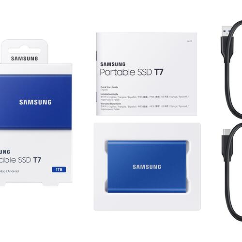 Ekstern SSD Samsung T7 1 TB USB 3.2 Gen 2 (indigoblå)