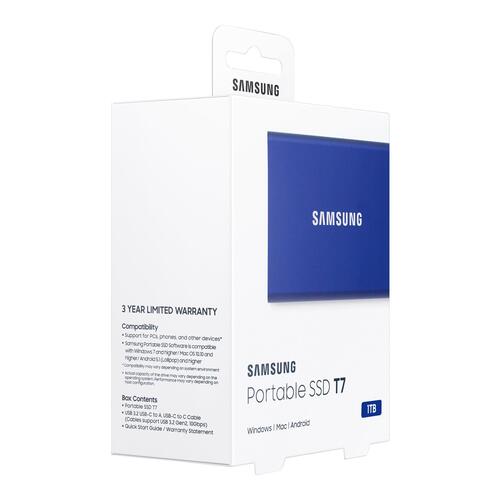 Ekstern SSD Samsung T7 1 TB USB 3.2 Gen 2 (indigoblå)