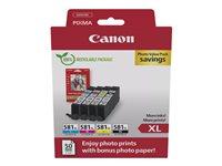 Blækpatroner Canon CLI-581XL Photo Value Pack - sort/gul/cyan/magenta + fotopapir billede