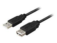 USB forlængerkabel 3 m – DELTACO – USB 2.0, han til hun, sort billede