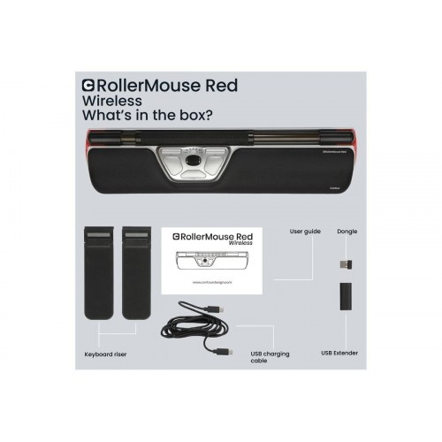 Ergonomisk mus – Contour Design RollerMouse Red, trådløs Bluetooth, sort/sølv