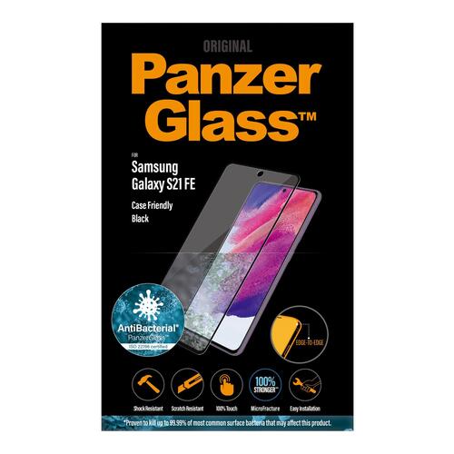 Skærmbeskytter glas PanzerGlass til Samsung Galaxy S21 FE 5G – krystalklar, sort ramme