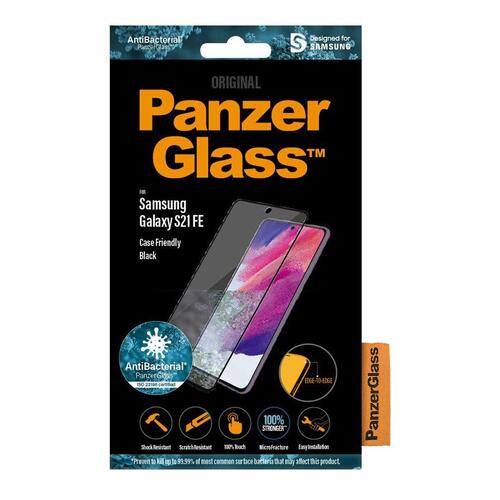 Skærmbeskytter glas PanzerGlass til Samsung Galaxy S21 FE 5G – krystalklar, sort ramme