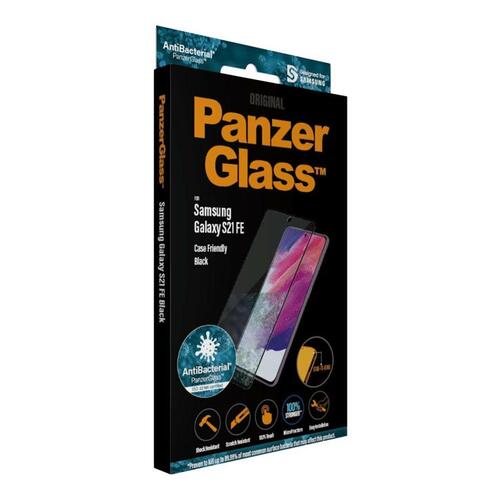 Skærmbeskytter glas PanzerGlass til Samsung Galaxy S21 FE 5G – krystalklar, sort ramme