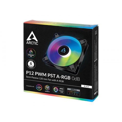 Kabinetsblæser ARCTIC P12 PWM PST A?RGB 0dB - 120 mm, sort