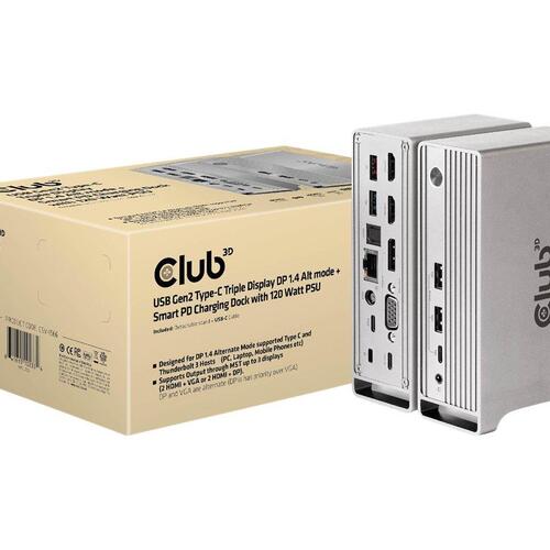 Dockingstation USB-C Club 3D CSV-1568, USB 3.2 Gen 2, 120 W