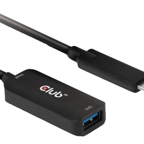 USB-C forlængerkabel 5 m – Club 3D USB 3.1 Gen 2 (han til hun) – Sort