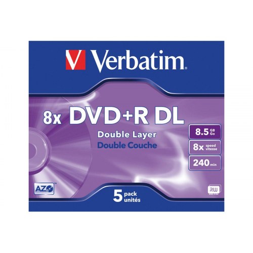 DVD+R DL skiver 8,5 GB 8x – Verbatim (5-pak)