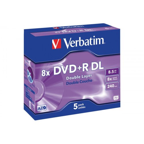 DVD+R DL skiver 8,5 GB 8x – Verbatim (5-pak)