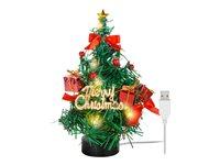 Juletræ med LED-lyskæde 22 cm - Goobay, USB, sort/rød/grøn/guld