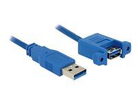 USB-kabel USB 3.0 1 m – DeLOCK, blå, panelmonterbar (A hun til A han)