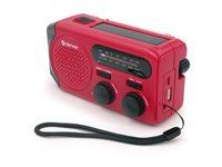 Udendørs radio med lommelygte – DENVER SCR-2010, håndsving & solcelle, rød