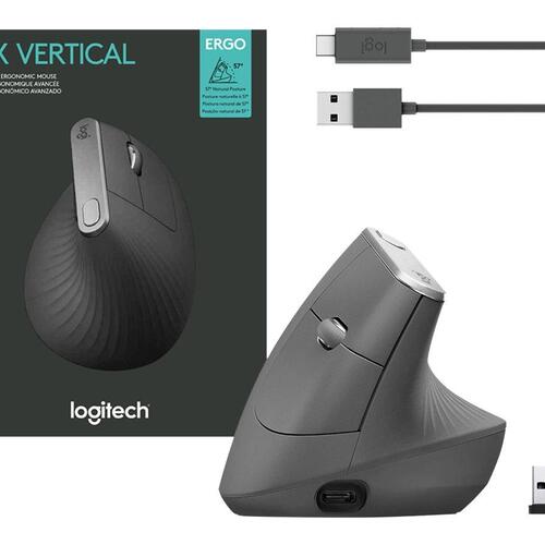 Ergonomisk mus Logitech MX Vertical – trådløs/USB, grafit