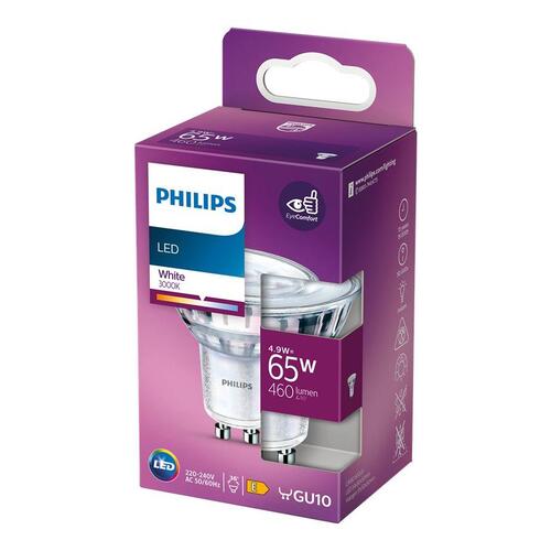 LED pære GU10 – Philips LED Classic 4,9 W, 460 lm, 3000 K hvidt lys