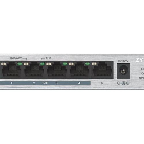 Netværksswitch Zyxel GS1005HP 5-porte Gigabit med PoE+