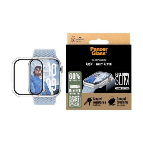 Skærmbeskytter til Apple Watch 42 mm - PanzerGlass Clear Edition (slim, fuld krop)