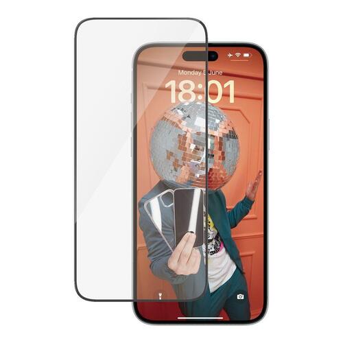 Skærmbeskyttelse PanzerGlass til iPhone 15 Plus – Ultra-Wide Fit, sort ramme