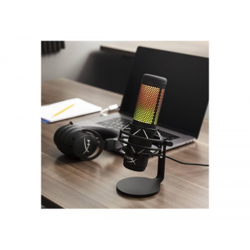 USB mikrofon HyperX QuadCast S – sort/grå med RGB og flere optagemønstre