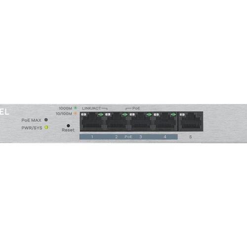Netværksswitch Zyxel GS1200-5HP v2 – 5 porte Gigabit med PoE+