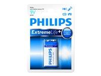 Batteri 9V alkalisk Philips ExtremeLife+ 6LR61