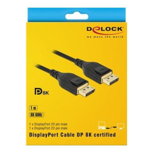DisplayPort kabel 1 m – DeLOCK DP 1.4, han til han, sort
