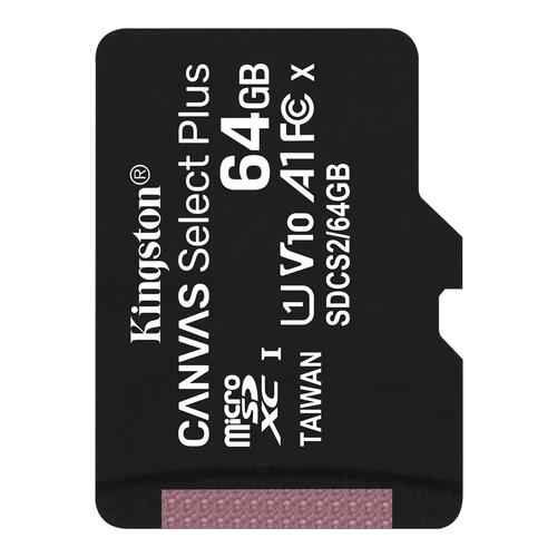 Hukommelseskort microSDXC 64 GB – Kingston Canvas Select Plus 100 MB/s