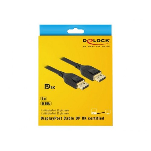 DisplayPort kabel 5 m – DeLOCK, han til han, 1.4, sort