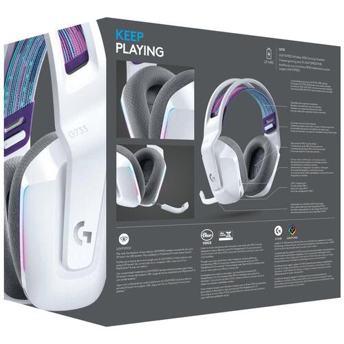Gaming headset trådløst – Logitech G733 Lightspeed RGB (hvid)