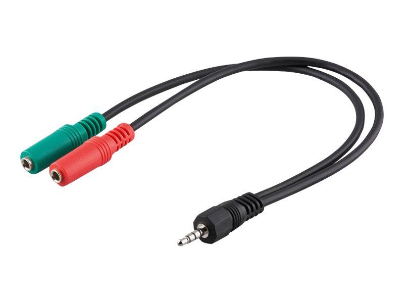 Jack adapterkabel 3,5 mm 4-polet - Goobay headset-splitter, 30 cm billede