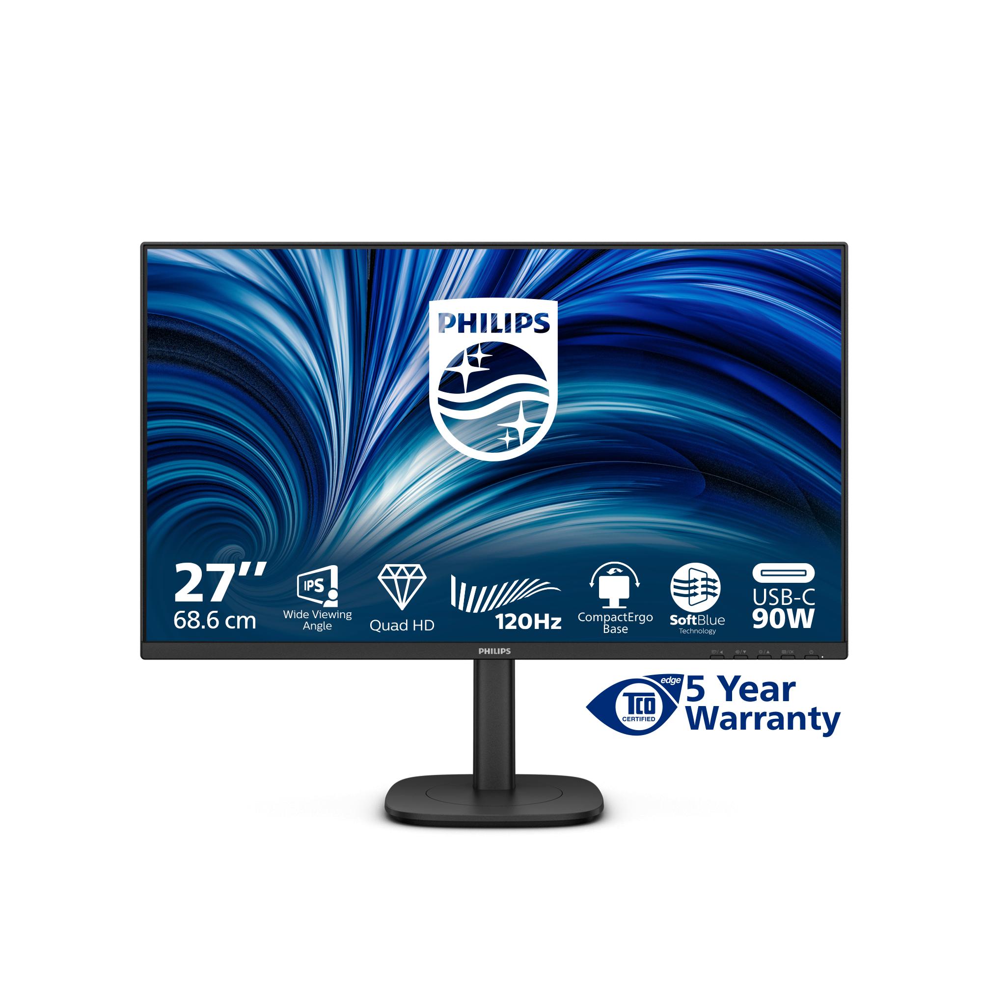Skærm 27" Philips 3000 series 27B2U3601/00 QHD IPS 120 Hz USB-C (90 W) – Sort