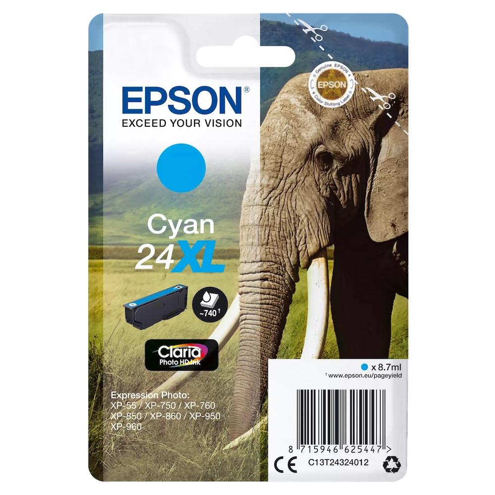 Blækpatron Epson 24XL cyan - høj kapacitet billede