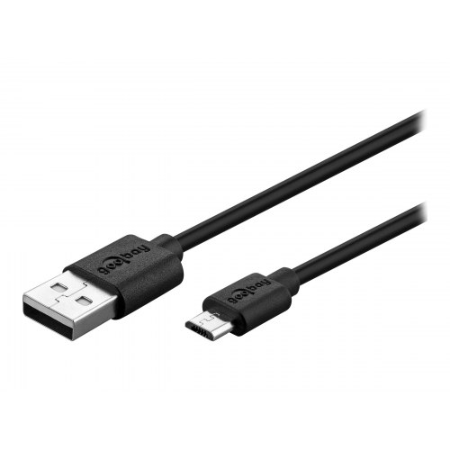 USB-kabel Micro-USB til USB 2.0 1 m – Goobay (sort)