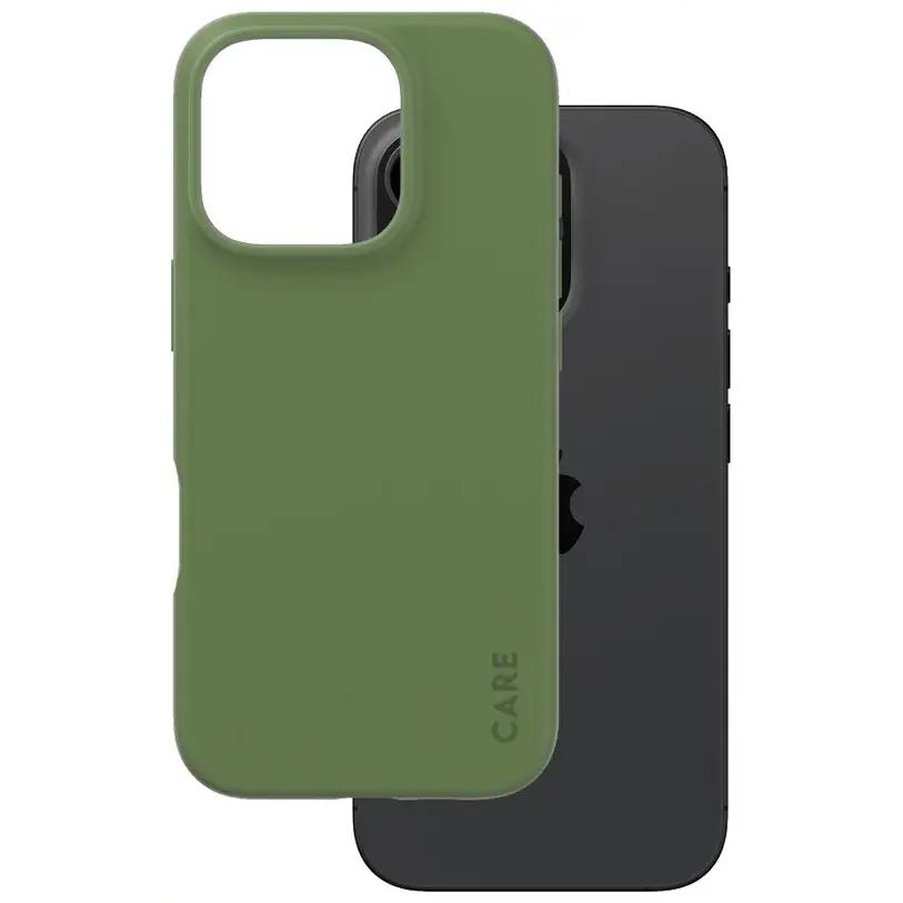 CARE by PanzerGlass - Bagsidecover til mobiltelefon - MagSafe-kompatibilitet - genbrugt plastik - skarpt grøn - for Apple iPhone 16 Pro