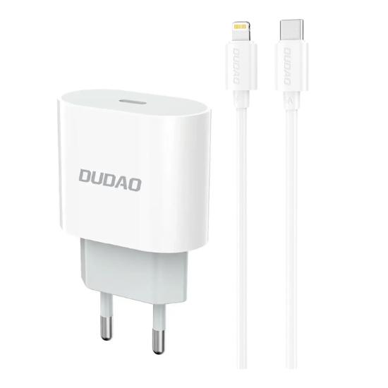 Oplader USB?C 20W Dudao A14EUL med 1 m USB?C til Lightning Hvid