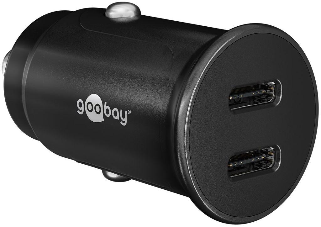Billader USB?C PD 30 W  Goobay, dual port, sort (12/24 V)